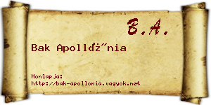 Bak Apollónia névjegykártya